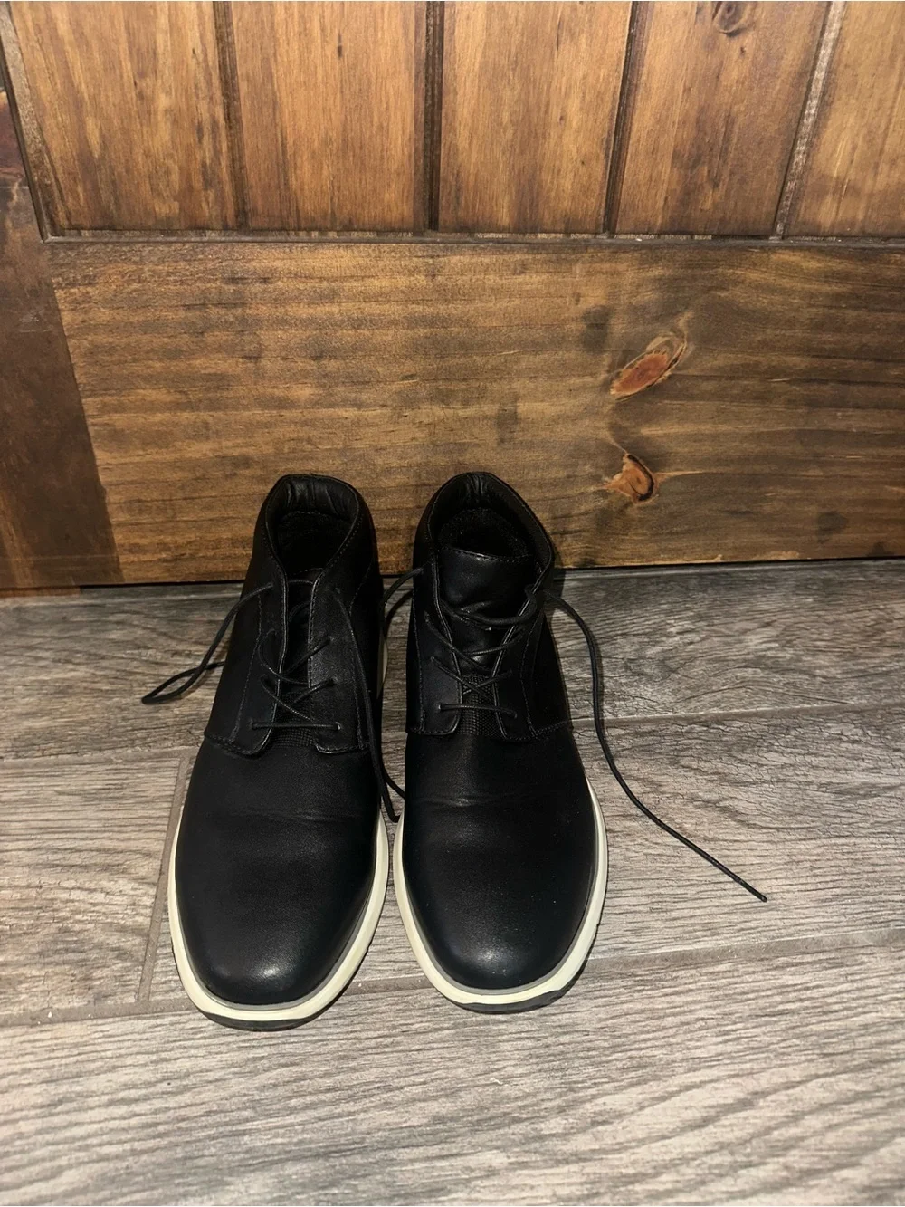St. John’s Bay: Men's Black Lace-Up Casual Chukka Boots with White Sole